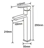 PRO11-02-BLACK умивальник високий одноваж. лит. вилив нерж. сталь гайка Ø35 (чорний) {10}, фото 3