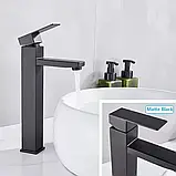 PRO11-02-BLACK умивальник високий одноваж. лит. вилив нерж. сталь гайка Ø35 (чорний) {10}, фото 2