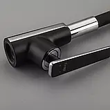 F4457 кухня одноваж. силікон. вилив лат. корпус гайка Ø35(чорний/хром) {8/1}, фото 4