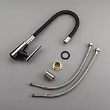 F4457 кухня одноваж. силікон. вилив лат. корпус гайка Ø35(чорний/хром) {8/1}, фото 5