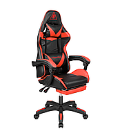 Кресло геймерское Kruger&Matz GX-150 (черный-красный) с Подставкой для ног и 2 подушками