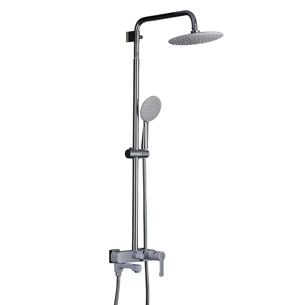 Душова система GAPPO G2402-8 вилив - перемикач на лійку 3 режима подачі води настінна латунна покриття білий/хром, фото 1