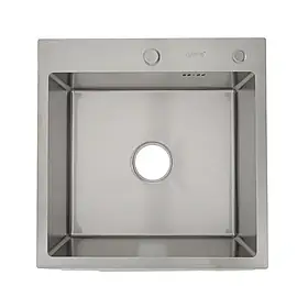Кухонна мийка GAPPO GS5050 500×500 мм з нержавіючої сталі, з сифоном, коландером, шумопоглинаюча, врізна
