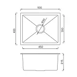 Мийка кухонна GAPPO GS5040 500×400 мм нержавіюча сталь SUS 304 сифон+коландер (сатин) Cond31ult, фото 8