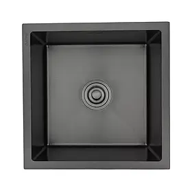 Кухонна мийка GAPPO GS4444-6 440x440 мм із нержавіючої сталі, сифон+коландер (чорний PVD покрит)