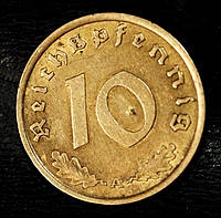 Монета Германии 10 рейхспфеннигов 1938 г.