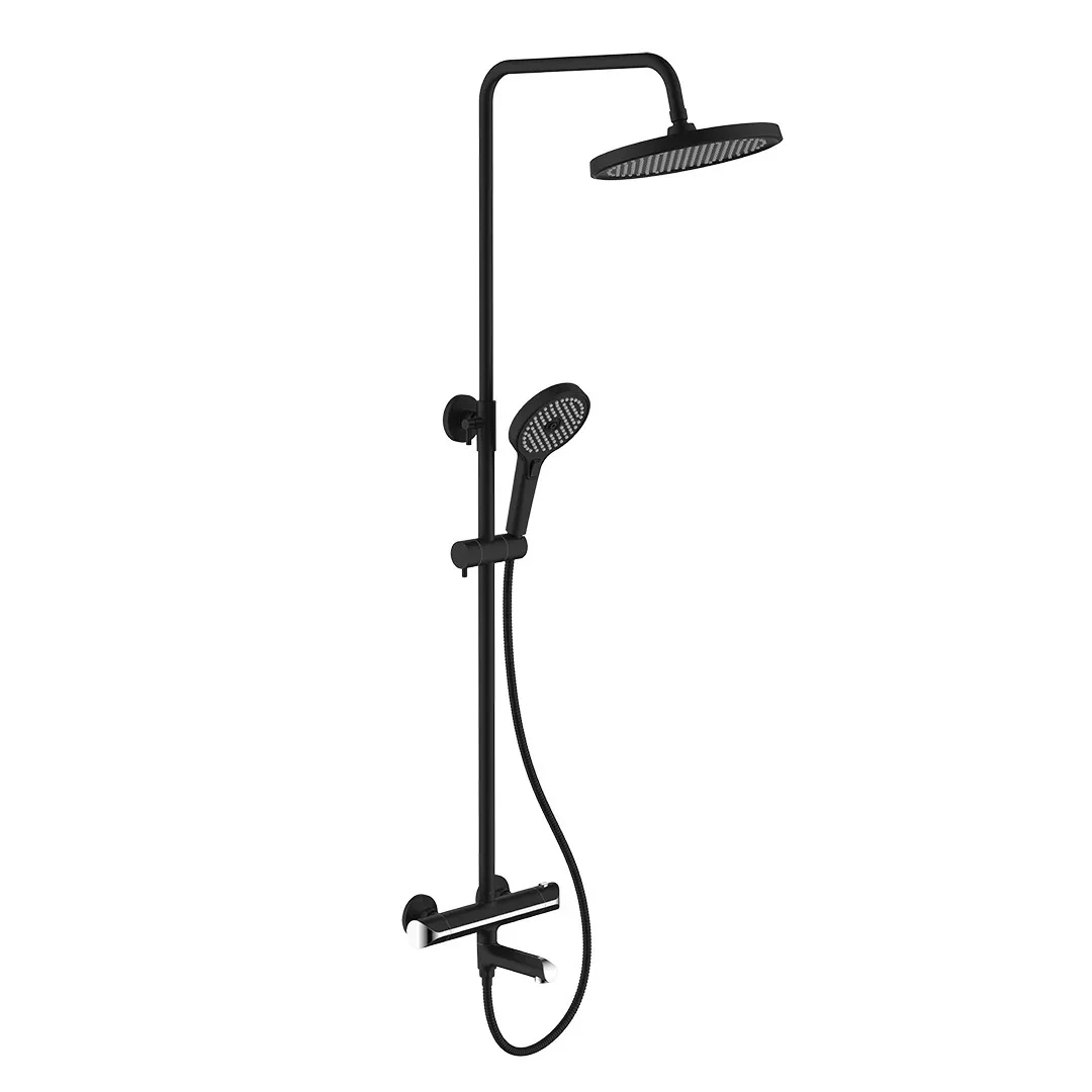 G2403-56 душ. система термостат 3х функц. лат. (чорний+хром) {3}, фото 1