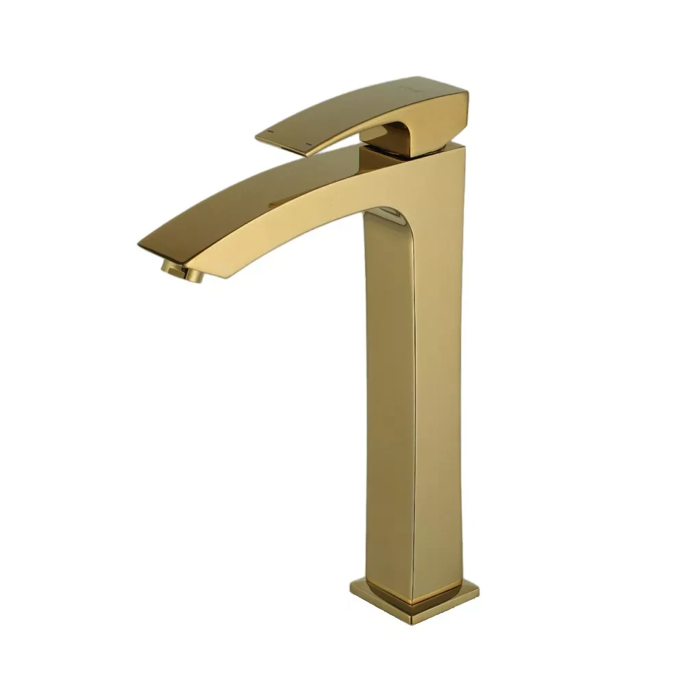 G1007-32 умивальник високий одноваж. лит. вилив  лат. гайка Ø35 (золото) {8/1}, фото 1