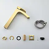 G1007-32 умивальник високий одноваж. лит. вилив  лат. гайка Ø35 (золото) {8/1}, фото 2