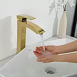 G1007-32 умивальник високий одноваж. лит. вилив  лат. гайка Ø35 (золото) {8/1}, фото 3