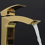 G1007-32 умивальник високий одноваж. лит. вилив  лат. гайка Ø35 (золото) {8/1}, фото 4