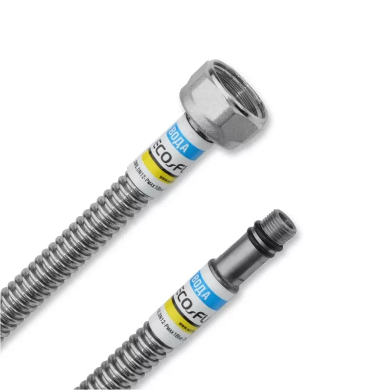 Нержавіючий шланг для змішувача Eco-Flex Вода/Мікс 60 см М10 - 1/2" Гайка, фото 1