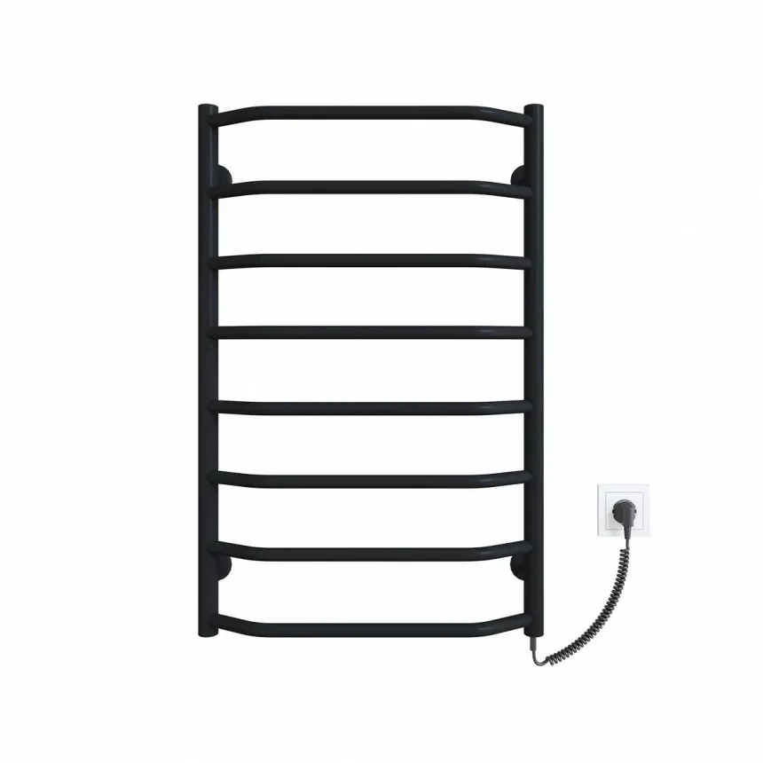 Рушникосушарка Deffi "ТРАПЕЦІЯ" (прав. підкл.) електр. ЧОРНИЙ матовий ЧФ П6 (500х600) 60Вт, фото 1