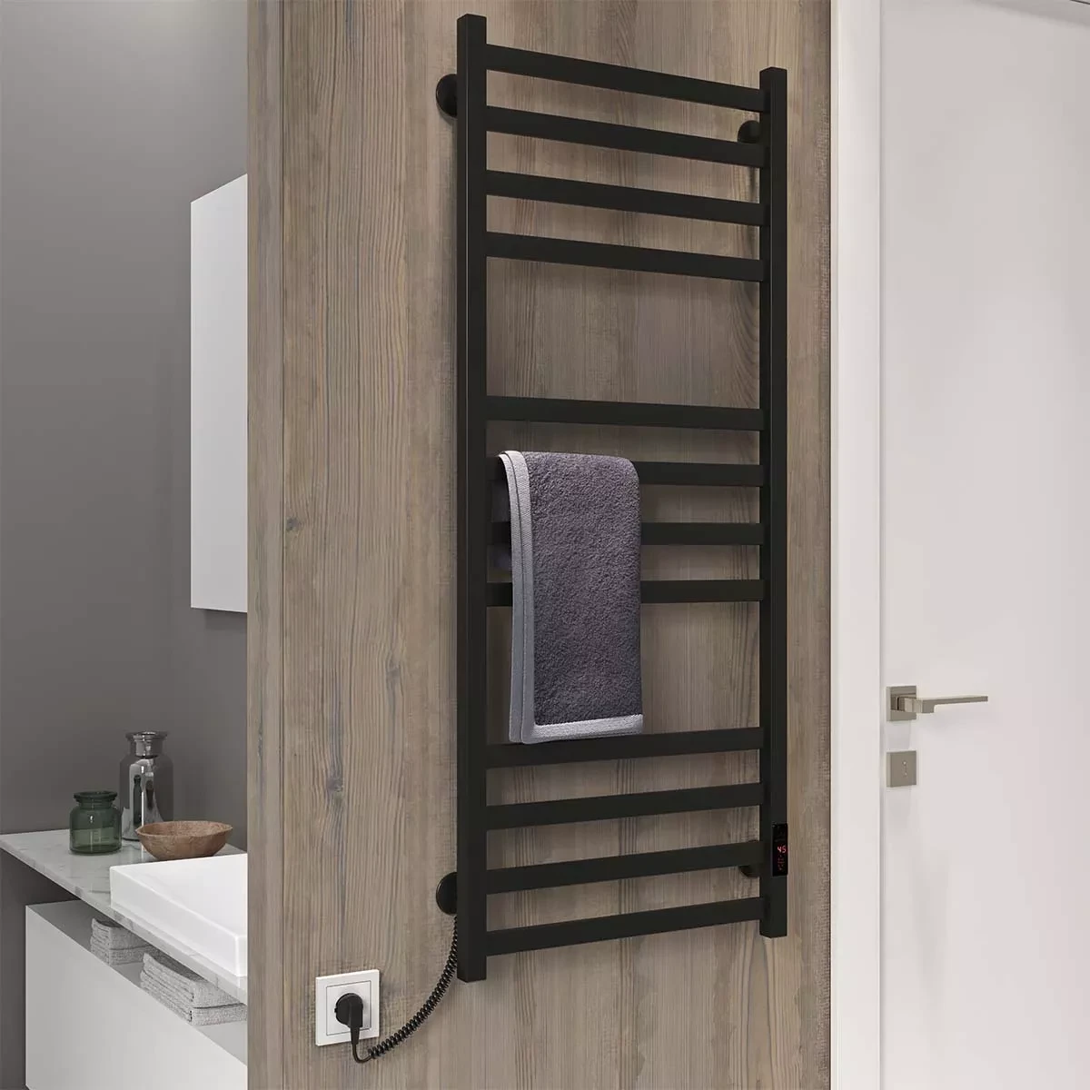 Полотенцесушитель Deffi "AVAST" (лів. подкл.) электр., ЧОРНИЙ ЧФ П12 (500х1200), фото 1