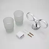 F1908 2-а склянка скло з тримачем. для зубн.щіток (хром) {40/10}, фото 2