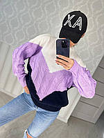 Модный женский трехцветный свитер в стиле Zara "Вирджиния" 42-50