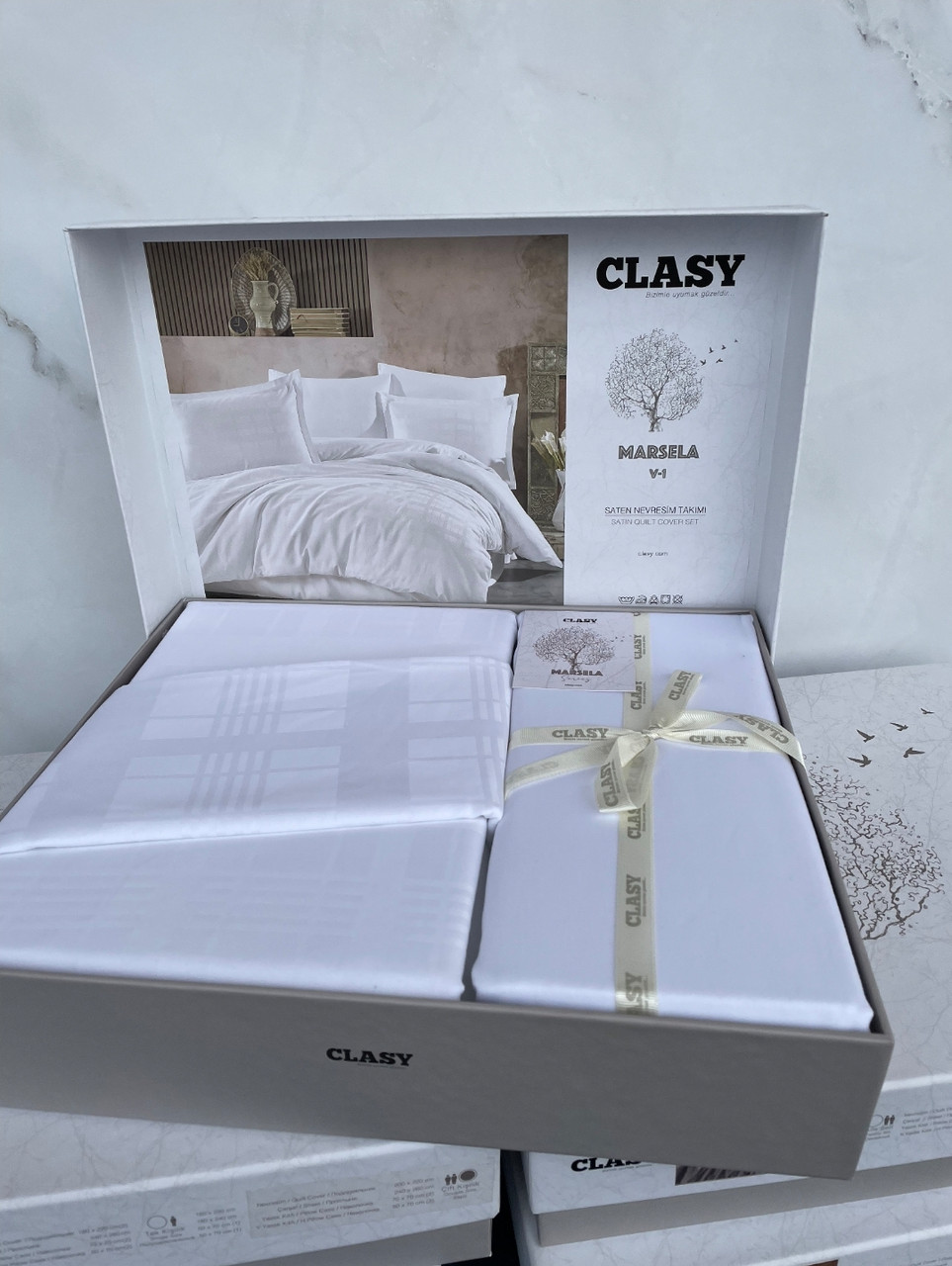 Комплект постільної білизни євро "CLASY" deluxe satin Білий