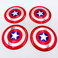 Наклейки на колпачки заглушки в диски Captain America (Капитан Америка) 56 мм Красные 4 шт