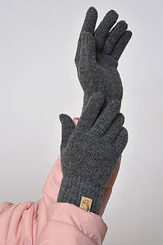 Рукавички жіночі утеплені темно-сірого кольору 165765M