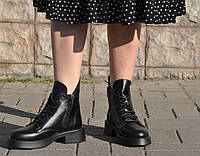 Розміри 36, 37, 38, 39, 40  Демісезонні жіночі шкіряні туфлі на танкетці / платформі, чорні, повнорозмірні