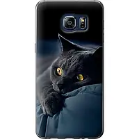 Чехол силиконовый на телефон Samsung Galaxy S6 Edge Plus G928 Дымчатый кот "825u-189-58250"