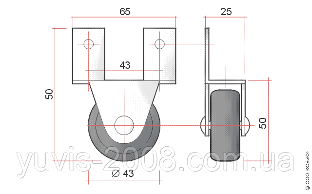 Ролик мебельный Н-50 - фото 2 - id-p25523856