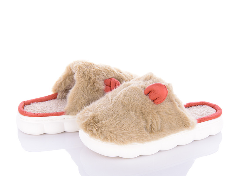 Тапки жіночі закриті теплі на платформі біла підошва, фото 1