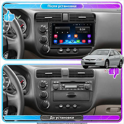 Штатна магнітола Lesko для Honda Civic VII 2000-2003 екран 9" 2/32Gb Wi-Fi GPS Base Хонда Сивік, фото 2