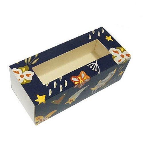 Коробка для макаронс, цукерок, безе з прозорим вікном Ніч, 14х5х6 см