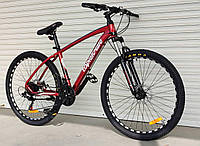 Спортивный велосипед алюминиевый 27,5 дюймов "777" красный + крылья + насос + подножка + звонок + доставка