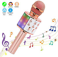 Беспроводной караоке-микрофон с динамиками и функцией записи WS-858,розовий цвет