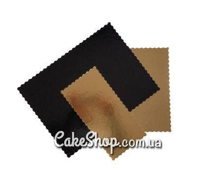 Підложка під торт прямокутна фігурна золота/чорна 30х40, h-3 мм