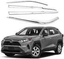 Вітровики хромовані, дефлектори вікон Toyota Rav 2019 - ХРОМ (Autoclover/Корея/B393)
