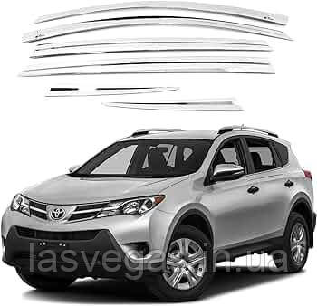 Вітровики, дефлектори вікон Toyota Rav 4 2013-2018 ХРОМ (Autoclover.Корея), фото 1