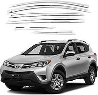 Дефлекторы окон, хромированные (ветровики) Toyota Rav 4 2013-2018 ХРОМ (Autoclover/Корея)