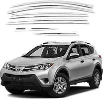 Вітровики, дефлектори вікон Toyota Rav 4 2013-2018 ХРОМ (Autoclover.Корея)