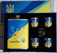 Набір подарунковий Moongrass 6в1 Україна UKRAINE Dove фляга 266ml 9OZ/лійка/стопки 4 шт.