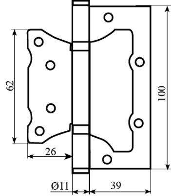 Дверні петлі 2BB (ПАРА) 100x39x2.5mm EUROCENTO SC - матовий хром STEEL 23511 RDA Китай, фото 3