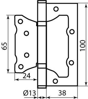 Дверні петлі 2BB (ПАРА) 100x75x3mm EUROCENTO BP - полірована латунь STAINLESS STEEL 52218 RDA Китай, фото 3