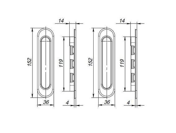 Ручки для розсувних дверей PUNTO Soft LINE SL-010 SN-3 Матовий нікель, фото 4