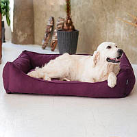 Лежак для кошек и собак удобный из прочной мебельной ткани рогожка Sweet Dreams Purple XXS