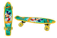 Скейт Пенни борд Микки Маус (доска 55х14см, колёса PU со светом, d=5см) SC195603 Зеленый