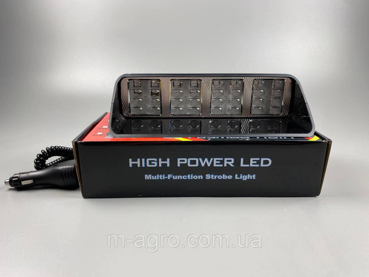 Маячок проблисковий S32 (стробоскоп) 9-80V (32 led діодів) синій + червоний спалах (280мм х 140мм х 70мм)