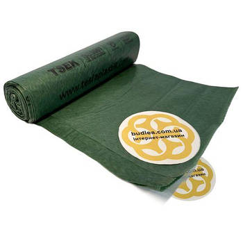 Пакети під сортування сміття "СКЛО" 60 л, 70 мкм, рулон 10 шт, зелений Sanpreis