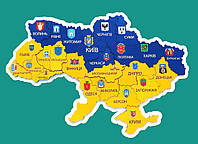 Деревянная Карта Украины Многослойная 3D Настенная 50 х 35см Цветная
