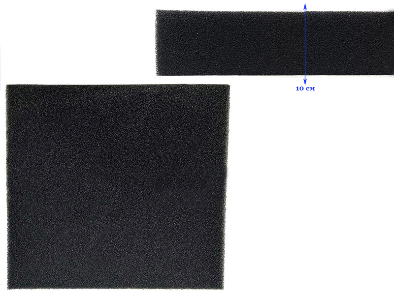 Фільтрувальна губка, 50х50х10 см, середньопориста чорна.