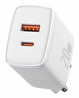 Мережевий зарядний пристрій Baseus Compact PD Charger Type-C + USB 20W White (CCXJ-B02)