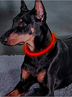 Светящийся ошейник для собак цвет Красный размер 50 см