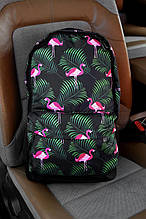 Міський рюкзак Bosyak Фламінго (чорний із рожевим і зеленим) гарний яскравий із відділенням для ноута rkz0023