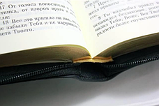 Біблія шкіряна великого формату на замочці синодальний переклад 17*24 см із закладками та золотим зрізом, фото 6